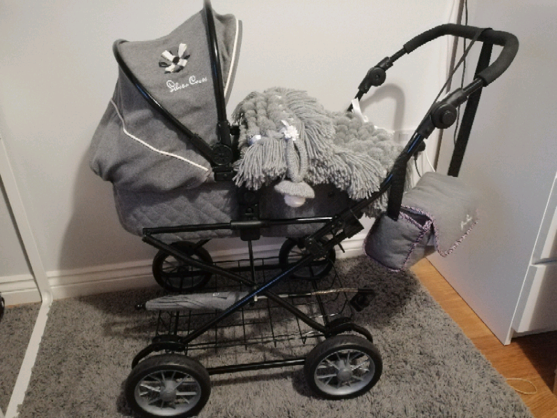 silver cross sleepover dolls pram eton grey
